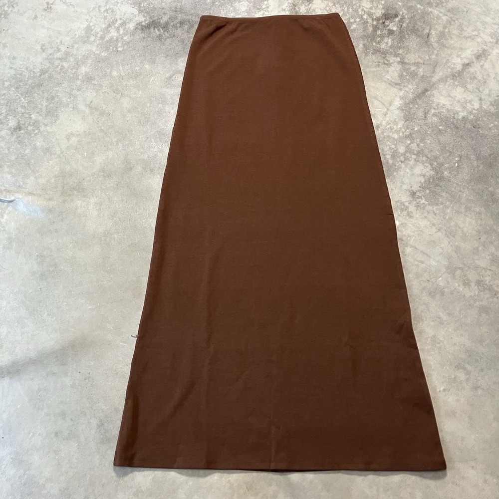 We Wore What Skirt Womens Size Small Brown Pull On Midi Jersey SDL Saddle